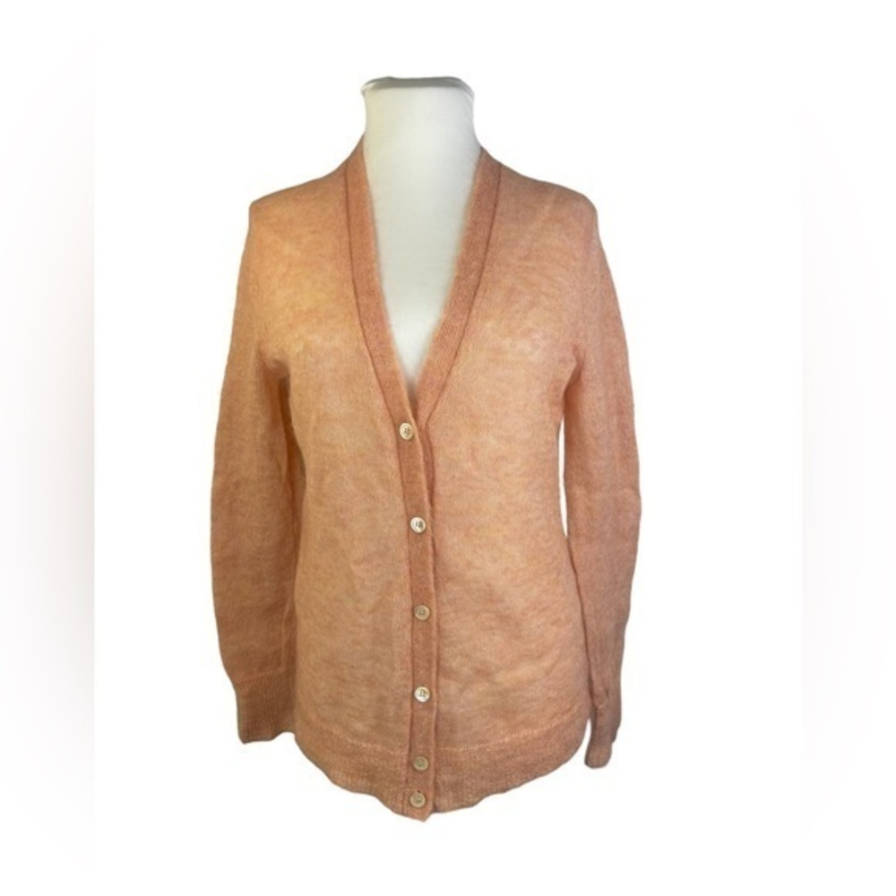 J. Crew Coral Pink Orange Mohair Cardigan Sweater S ⭐️